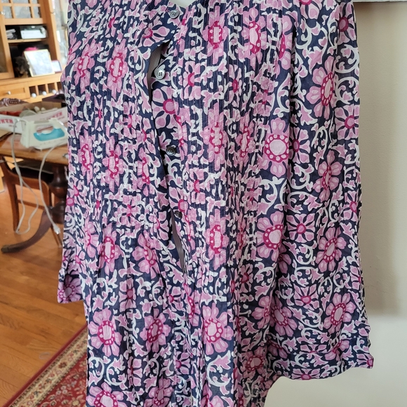 Lafayette 148 New York Pink and Black Floral Long Sleeve Dress - Picture 6 of 6